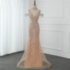 V-Neck Sleeveless Pearls Diamond Sexy Prom Dress - Image 5