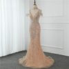 V-Neck Sleeveless Pearls Diamond Sexy Prom Dress - Image 6