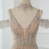 V-Neck Sleeveless Pearls Diamond Sexy Prom Dress - Image 8