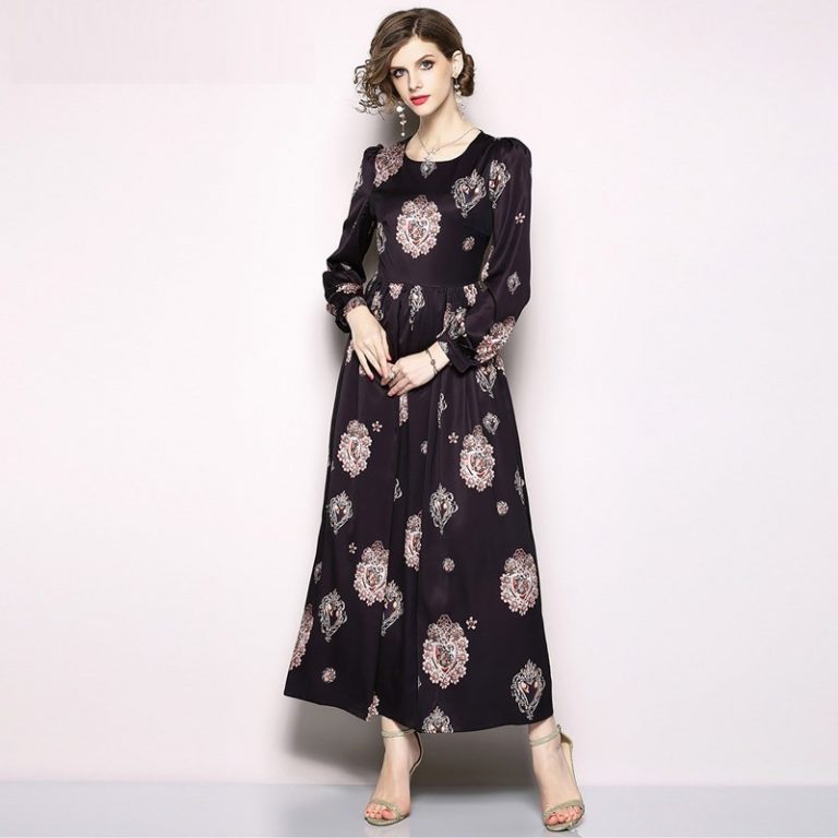 Vestidos O-Neck Vintage Party Maxi Dresses