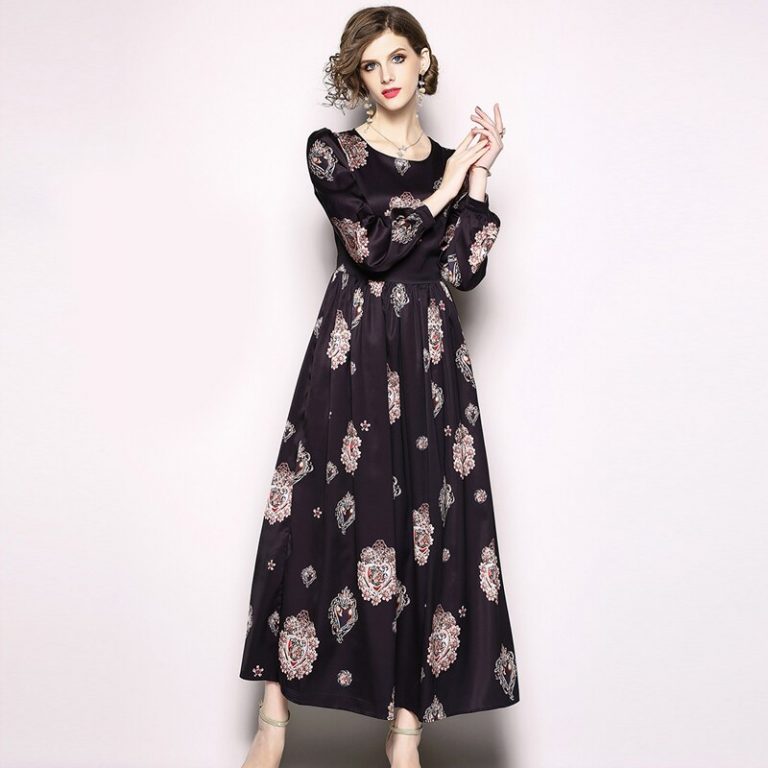Vestidos O-Neck Vintage Party Maxi Dresses - Image 2