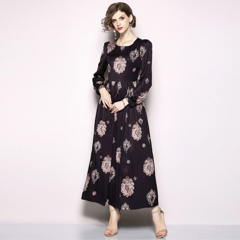 Vestidos O-Neck Vintage Party Maxi Dresses - Image 3