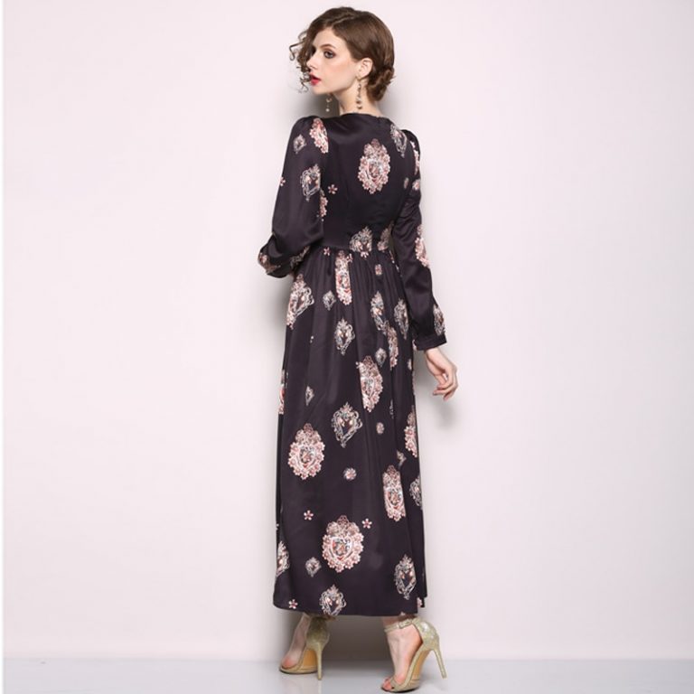 Vestidos O-Neck Vintage Party Maxi Dresses - Image 6