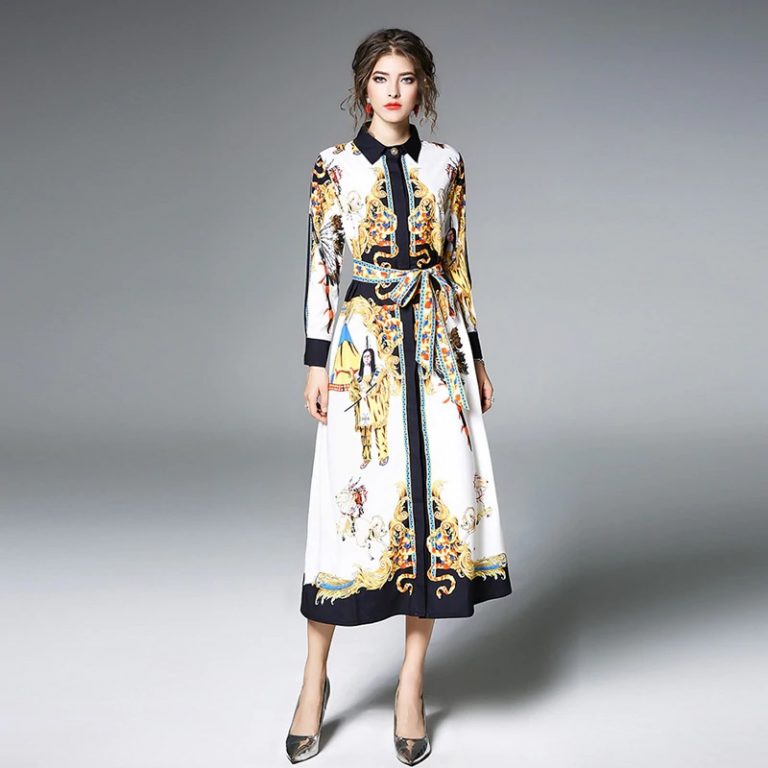 Vintage Turn-down Collar Ankle-Length Streetwear long dress - Image 4