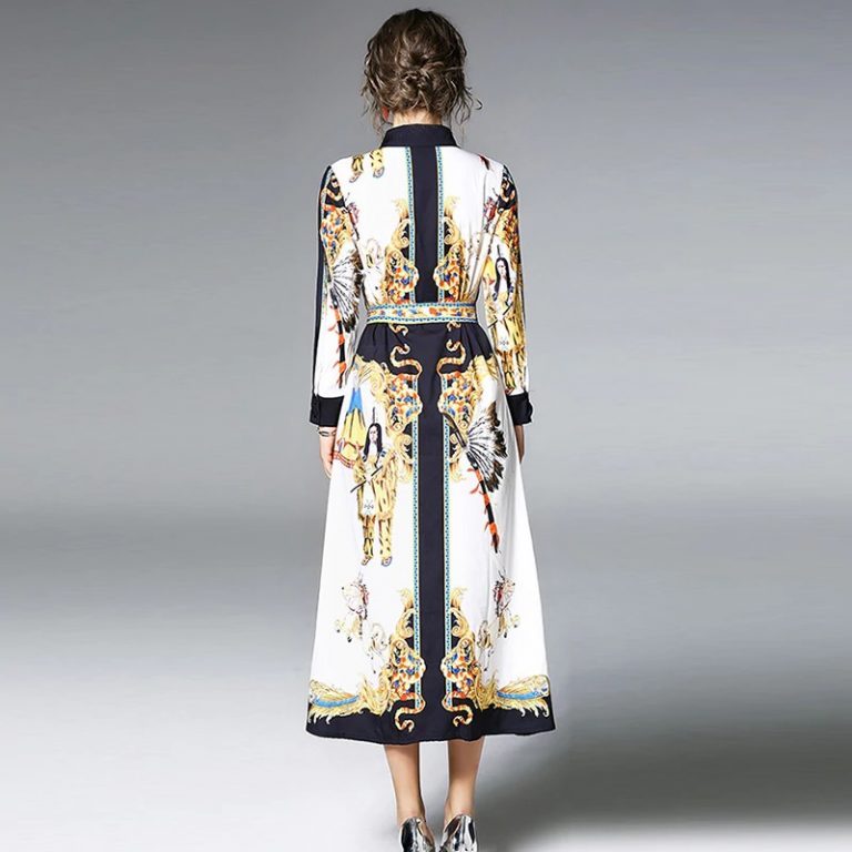 Vintage Turn-down Collar Ankle-Length Streetwear long dress - Image 5