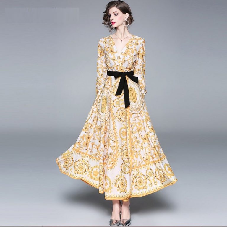 Vintage Plus Size Elegant Floral Maxi Dress