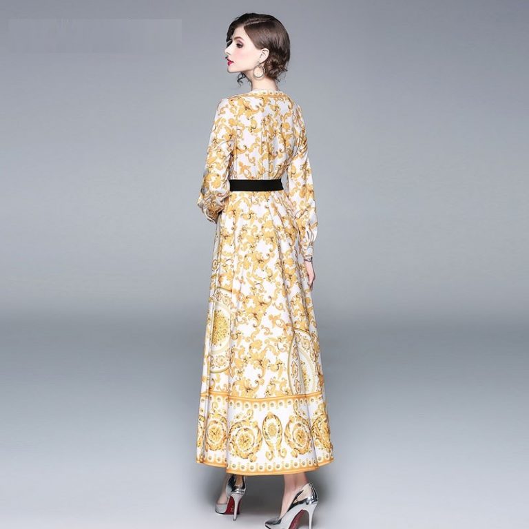 Vintage Plus Size Elegant Floral Maxi Dress - Image 4