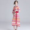 Vintage Elegant knitting Rainbow Striped Sweater dress - Image 2