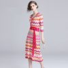 Vintage Elegant knitting Rainbow Striped Sweater dress - Image 3