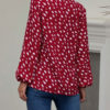 Embellished Collar Knotted Retro Polka Dot Long Sleeves Tops - Image 3