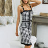 Vintage Houndstooth Streetwear Party Club Midi Dress - Image 3