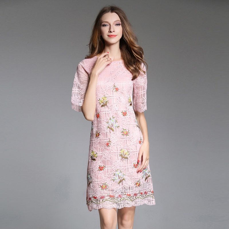 Elegance Lace Print Embroidery Dress - Image 2