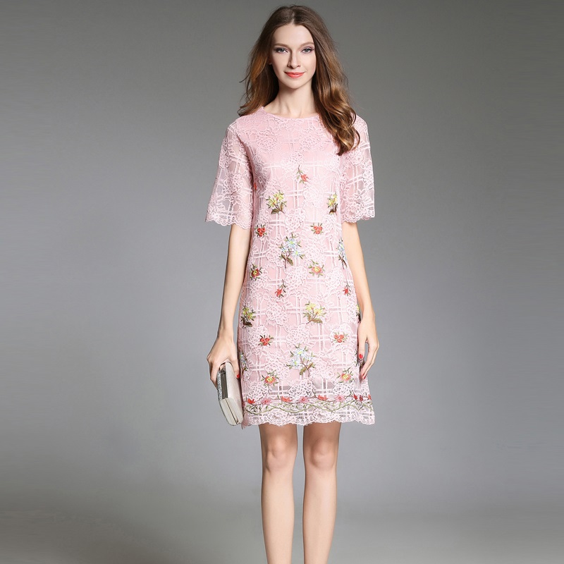 Elegance Lace Print Embroidery Dress - Image 4
