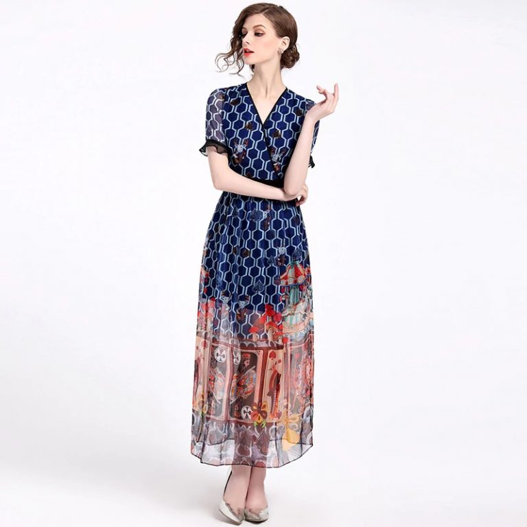 Vintage Printed Long Boho Dress - Image 2