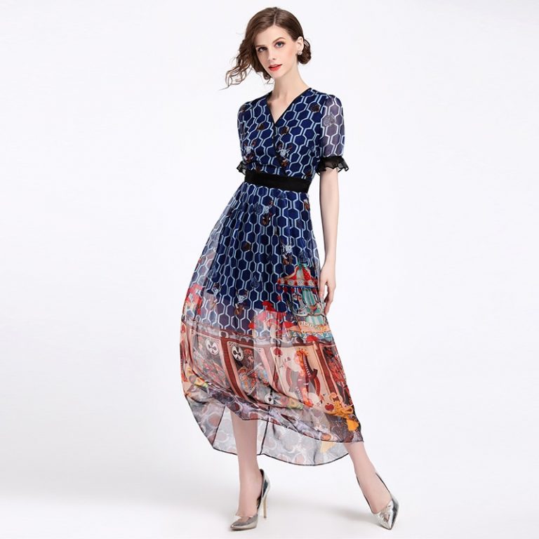 Vintage Printed Long Boho Dress - Image 3