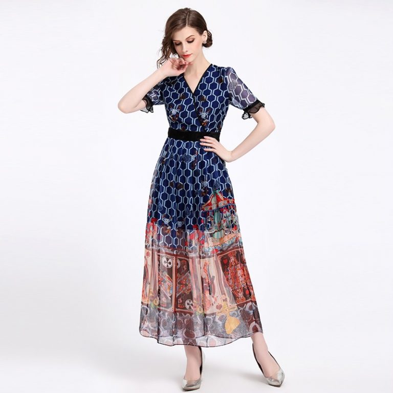 Vintage Printed Long Boho Dress