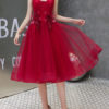 Beautiful A Line Knee Length Square Neck Flowers Social Cocktail Party Dresses