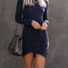 Bodycon Long Sleeve Polyester Midi Dress - Image 7