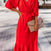 Cascading Ruffles V Neck Bodycon Dress - Image 2