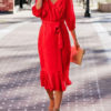 Cascading Ruffles V Neck Bodycon Dress - Image 5