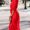 Cascading Ruffles V Neck Bodycon Dress - Image 4