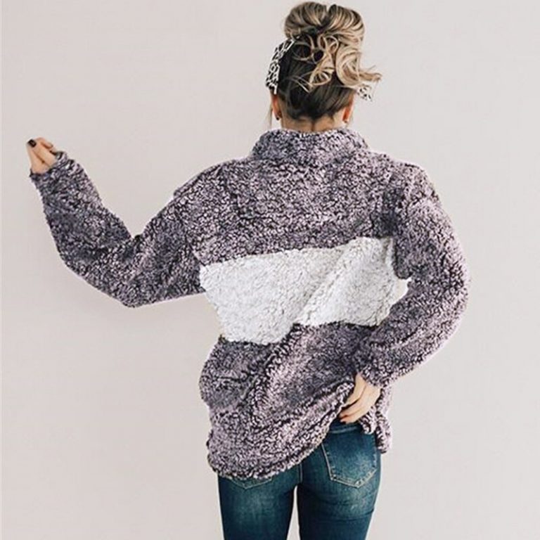Casual Long Sleeve Zipper Soft Warm Sweatshirt - Image 5