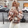 Casual Streetwear Plaid Long sleeve Coat - Image 4