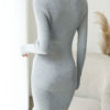 Charming Jewel Neck Long Sleeves Knitted Dress - Image 4