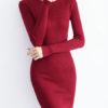 Charming Jewel Neck Long Sleeves Knitted Dress - Image 5
