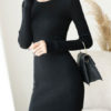 Charming Jewel Neck Long Sleeves Knitted Dress - Image 7