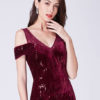 Cold Shoulder Floor Length Formal Evening Gowns - Image 5