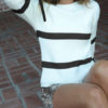 Color Block Jewel Neck Pullover Sweater - Image 3