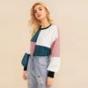 Color block Cut And Sew Casual Corduroy  Sweatshirt - Image 4