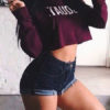Cropped Long Sleeves Letters Print Hooded Sweatshirt - Image 2