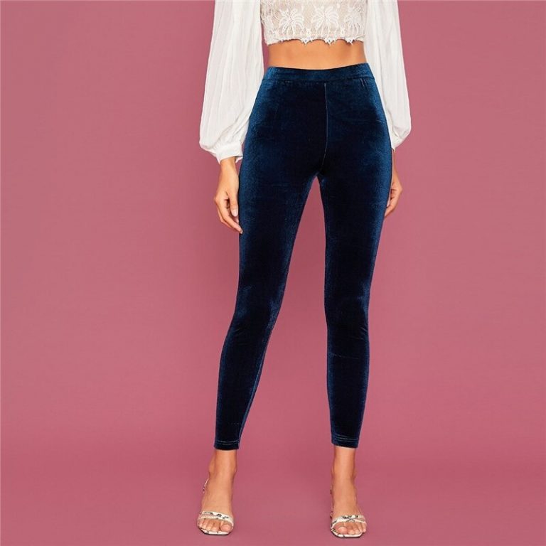 Elastic Waist Velvet Cropped Stretchy Glamorous Leggings