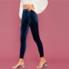 Elastic Waist Velvet Cropped Stretchy Glamorous Leggings - Image 3