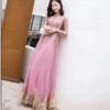 Elegant Diamond Mesh Embroidered Maxi Dress - Image 6