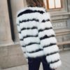Plus size Elegant Striped Faux Fur Warm Jacket - Image 3
