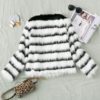 Plus size Elegant Striped Faux Fur Warm Jacket - Image 5