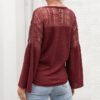 Elegant  Sexy v-neck Lace Stitching Loose Sleeve Office Top Shirt - Image 6