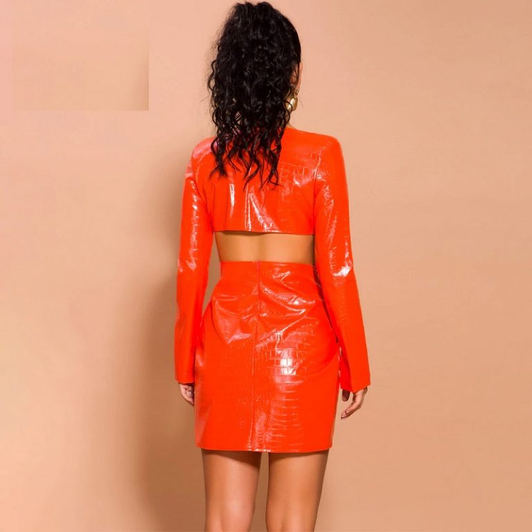 Elegant Leather Mini Bodycon Dress - Image 8