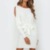 Long Sleeve Hollow Out Elegant Sexy Bodycon Mini Dress - Image 2