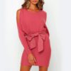 Long Sleeve Hollow Out Elegant Sexy Bodycon Mini Dress - Image 4