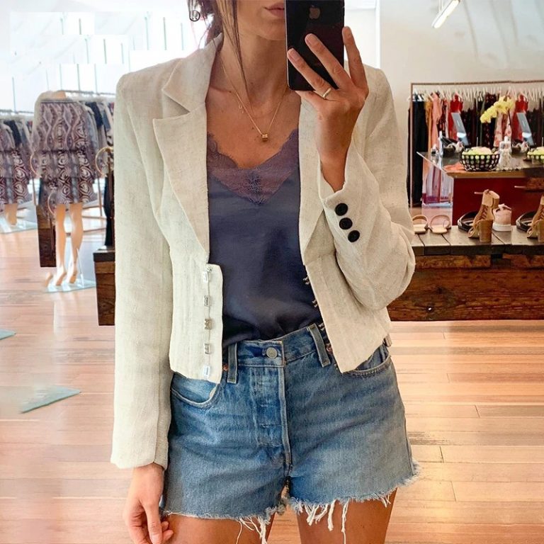 Fashion buttons Long sleeve high waist female blazer