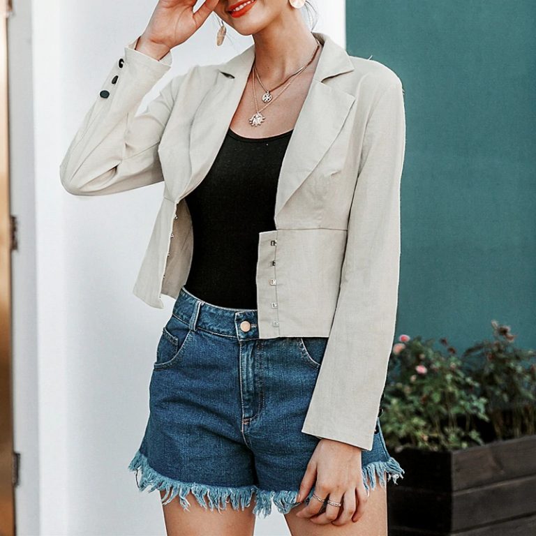 Fashion buttons Long sleeve high waist female blazer - Image 3