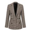 Fashion double breasted plaid slim fit office ladies blazer