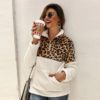 Flannel Contrast Leopard Quarter Zipper Teddy Sweatshirt - Image 3
