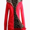Fleece Hoodie Sport Jacket Leopard Zippered Coat