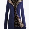 Fleece Hoodie Sport Jacket Leopard Zippered Coat - Image 2