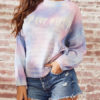 Letter Print Jewel Neck Long Sleeves Acrylic Pullover Sweater - Image 3